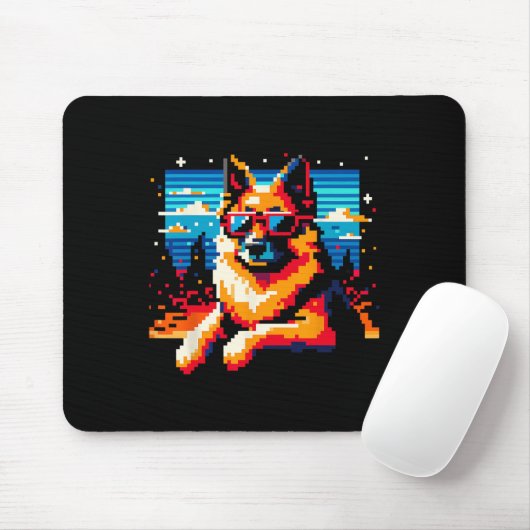 Tapis De Souris Cool berger allemand chien Pixel style d'art Noël (Avec souris)