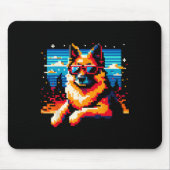 Tapis De Souris Cool berger allemand chien Pixel style d'art Noël (Devant)
