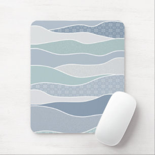 Tapis De Souris Cool Bleu Vert Bleu Bleu Grandes courbes Abstraite