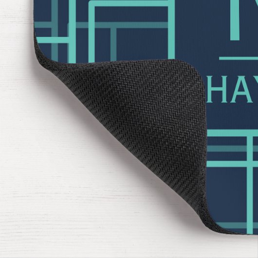 Tapis De Souris Cool Blue Geometric Grid Pattern Personalised (Coin)