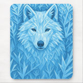 Tapis De Souris Cool Blue Geometric Wolf Low Poly Abstract Gaming (Devant)