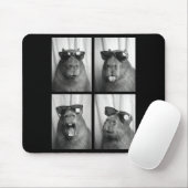 Tapis De Souris Cool Capybara With Sungles Photobooth Funny Rodent (Avec souris)