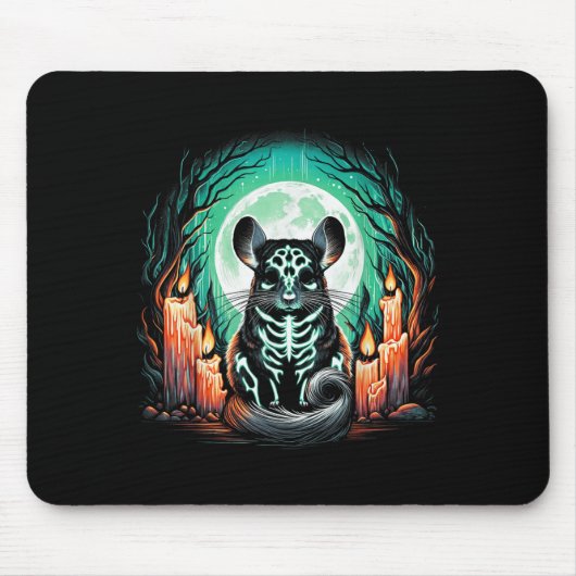 Tapis De Souris Cool Chinchilla Skeleton Halloween Christmas Birth (Devant)