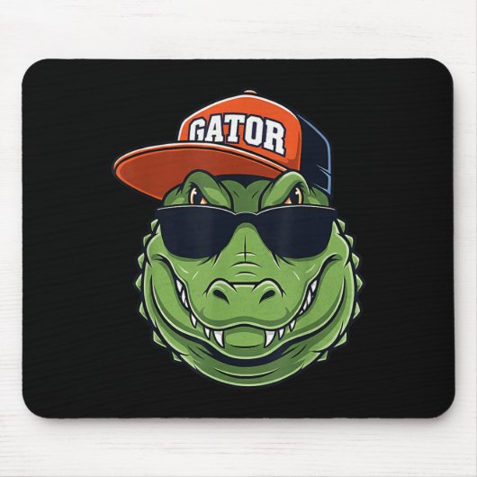 Tapis De Souris Cool Crocodile Animal Gator Graphic With Cap And S (Devant)