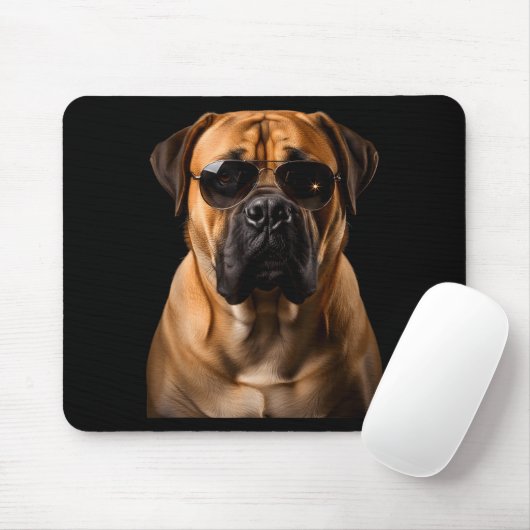 Tapis De Souris Cool Dog Sungles Bullmastiff Funny Look  (Avec souris)