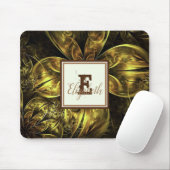 Tapis De Souris Cool Elegant Gold Floral, Monogramme (Avec souris)