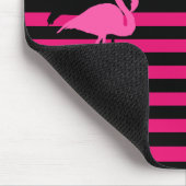 Tapis De Souris Cool Flamant rose noir et rose rayures Monogramme (Coin)