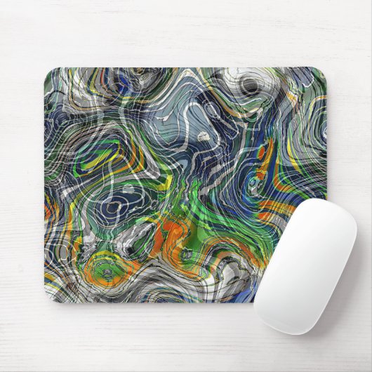 Tapis De Souris Cool funky Retro Chic en marbre fractal Motif (Avec souris)