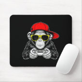 Tapis De Souris Cool Gamer Monkey With Controller Funny Gaming Vid (Avec souris)
