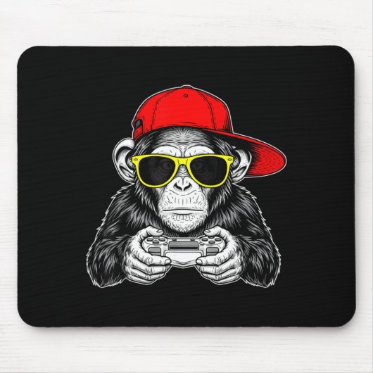 Tapis De Souris Cool Gamer Monkey With Controller Funny Gaming Vid (Devant)
