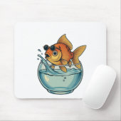 Tapis De Souris Cool Goldfish Splashing in Sunglasses (Avec souris)
