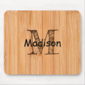 Tapis De Souris Cool imprimé bois de bambou brun clair Monogramme (Devant)
