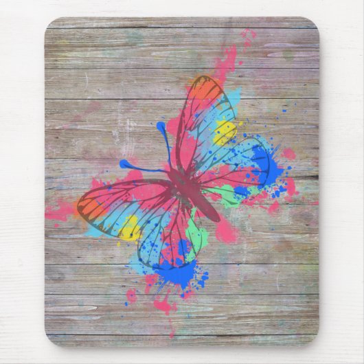 Tapis De Souris Cool mignon aquarelles éclaboussures papillon vint (Devant)