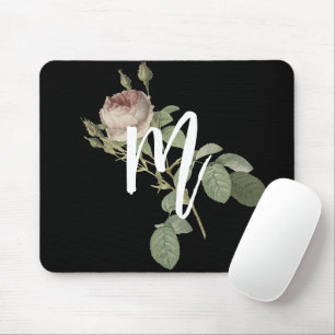 Tapis De Souris Cool noir et blanc Initiale avec minimaliste rose