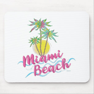 Tapis De Souris Cool Pink-Miami-Beach-Floride Graphisme