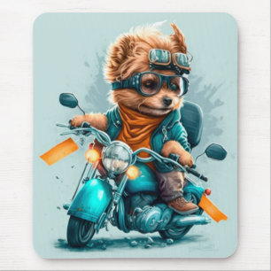 Tapis De Souris Cool Poodle dog cute funny biker dog mousepad