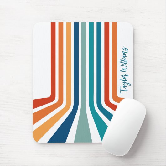 Tapis De Souris Cool rétro Bent Stripes Motif avec nom (Avec souris)