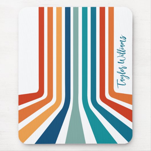 Tapis De Souris Cool rétro Bent Stripes Motif avec nom (Devant)