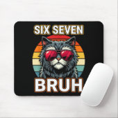 Tapis De Souris Cool Retro Six Seven Bruh Cat Sungles Meme 67 (Avec souris)