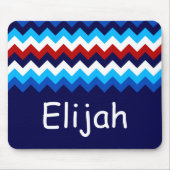 Tapis De Souris Cool Rouge Blanc Bleu Chevrons Monogram Mousepad (Devant)