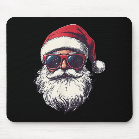 Tapis De Souris Cool Santa Claus Face Retro Sungles Christmas Men  (Devant)