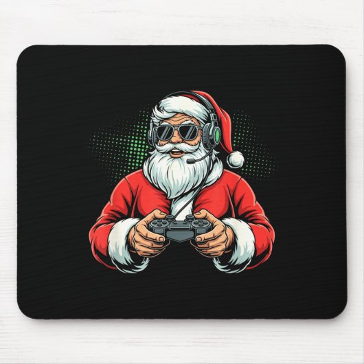 Tapis De Souris Cool Santa Playing Video Games Christmas Gamer Boy (Devant)