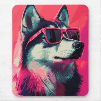 Tapis De Souris Cool Siberian Husky dog with sunglasses
