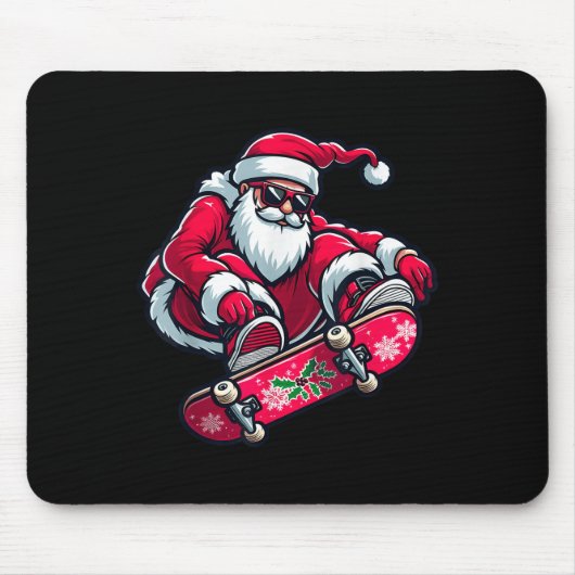 Tapis De Souris Cool Skateboarding Santa Claus Christmas Pajama Ki (Devant)