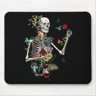 Tapis De Souris Cool Skeleton Plante Nature Flower Halloween