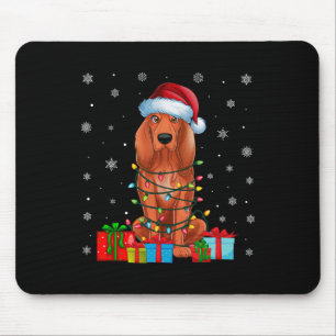 Tapis De Souris Coonhound Chien moche Noël illumine Père Noël Coon