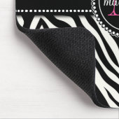 Tapis De Souris Copie rose noire Girly moderne de zèbre (Coin)