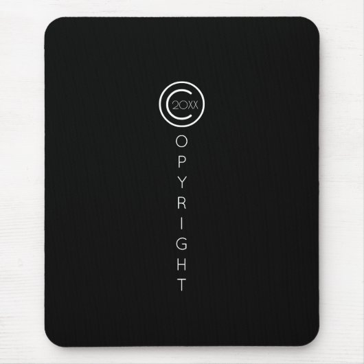 Tapis De Souris Copyright Moderne Typographique Noir (Devant)