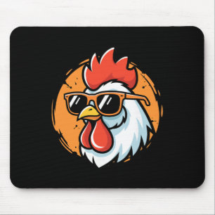 Tapis De Souris Coq Cool Avec Lunettes, Poule