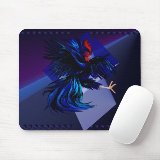 Tapis De Souris Coq de combat noir Mousepad (Avec souris)