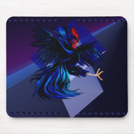 Tapis De Souris Coq de combat noir Mousepad (Devant)
