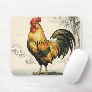 Tapis De Souris Coq doré art japonais