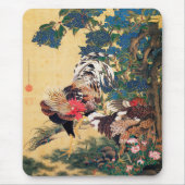 Tapis De Souris Coq et Hen avec Hydrangeas par Ito Jakuchu (Devant)