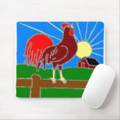 Tapis De Souris Coq et Sun Mousepad (Avec souris)