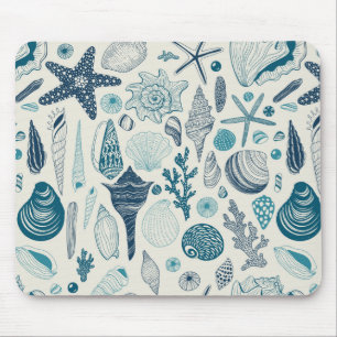 Tapis De Souris Coques de mer sur le blanc