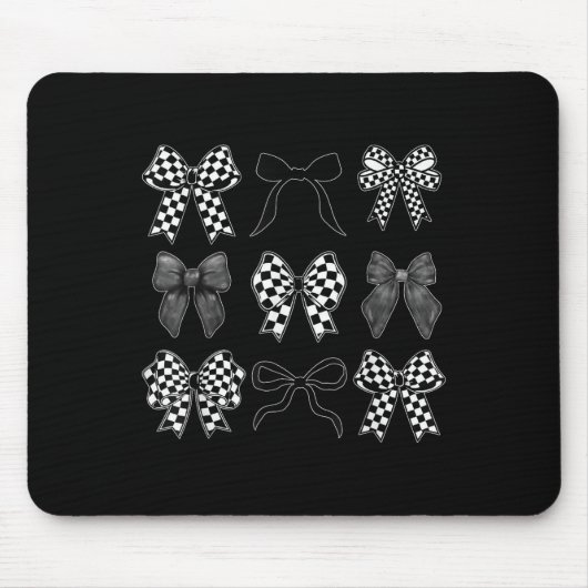 Tapis De Souris Coquette Bow À damiers Drapeau Course automobile F (Devant)