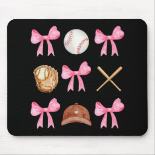 Tapis De Souris Coquette Bow Baseball Mama Baseball Maman Mères Da