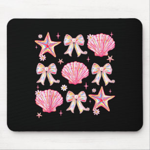 Tapis De Souris Coquette d'été rose Bow Clam Vibes d'été Plage