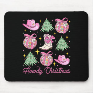 Tapis De Souris Coquette rose de Noël Bow Xmas Tree