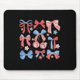 Tapis De Souris Coquette Rouge Blanc & Bows Patriotiques Bleus