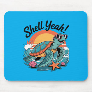 Tapis De Souris Coquillage Ouais Mignon Tortue Océan Plage Pun Été