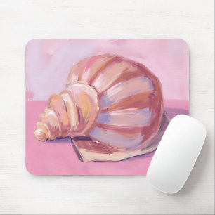 Tapis De Souris Coquillage rose Peinture aquarelle de l'océan cô