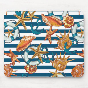 Tapis De Souris Coquillages Et Motif De Ancre