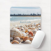 Tapis De Souris Coquillages marins sur la plage (Avec souris)