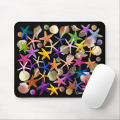 Tapis De Souris Coquillages & Starfish sur Noir - Pad souris (Avec souris)