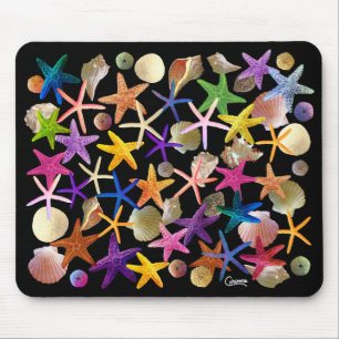 Tapis De Souris Coquillages & Starfish sur Noir - Pad souris